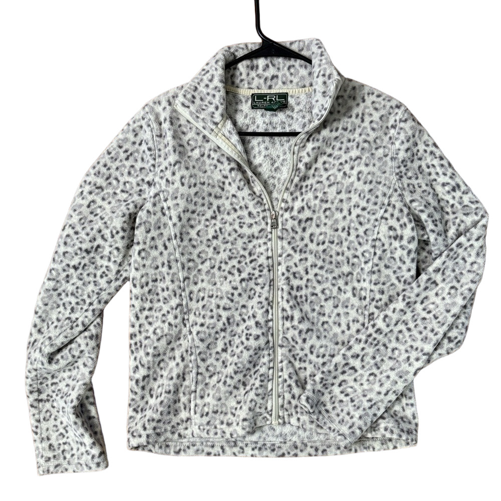 Lauren Ralph Lauren Leopard Zip Jacket Or Sweatshirt Size Medium